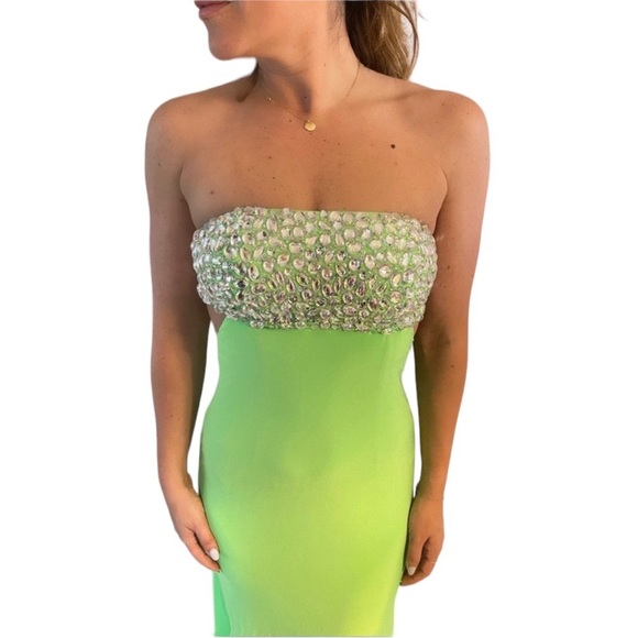 Jovani Strapless Dress Lime Green - Picture 3 of 4